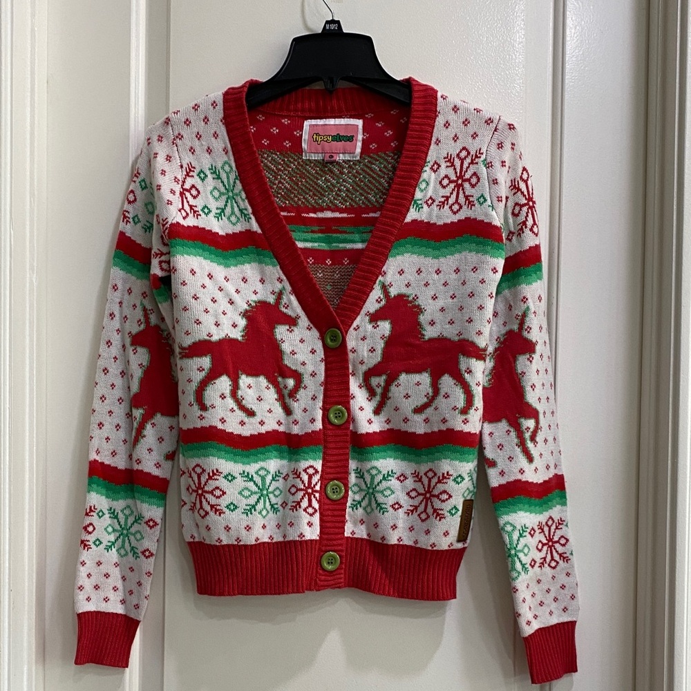 Tipsy Elves Women's Christmicorn Cardigan Size XS